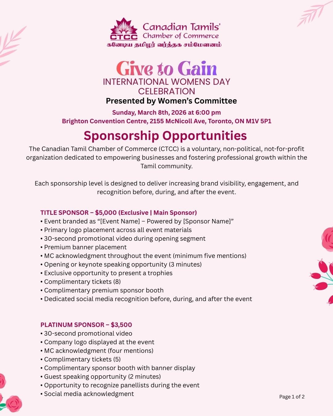 Celebrate International Women’s Day with CTCC – March 8, 2026